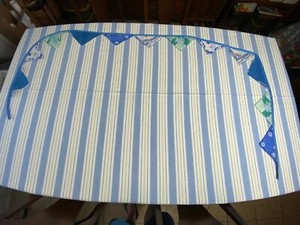 Vintage Handkerchief Bunting / Garland Banner 8 Feet Handmade Blue Green Flower