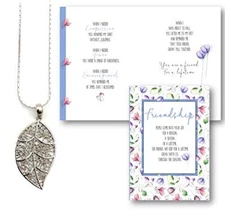 Smiling Wisdom Friendship Greeting Card and Leaf Necklace for Best Woman Friend