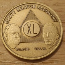 40 Year Alcoholics Anonymous AA Founders Bronze Medallion Coin Sobriety Chip.