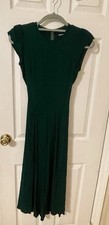 Reformation Gavin in Dark Green Cutout Back Side Slit Crepe Midi Dress Size 0