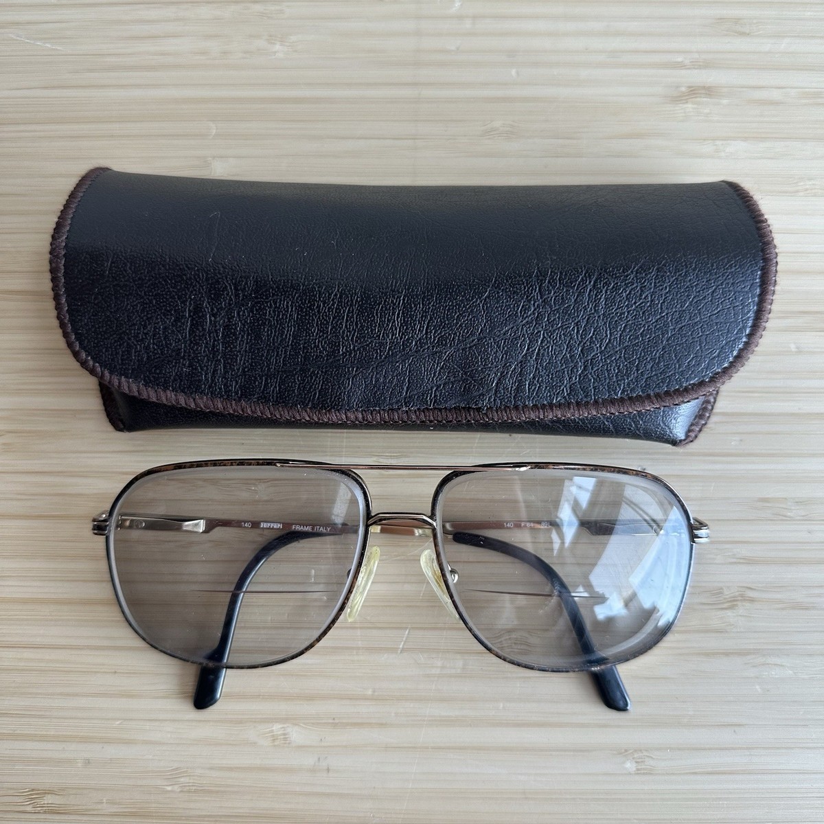 Vintage Ferrari Double Bridge Gold Pattern Aviator Glasses Frames
