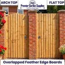 6ft Feather Edge Semi-Braced Wooden Garden Gate Arch/Flat Top Timber Door