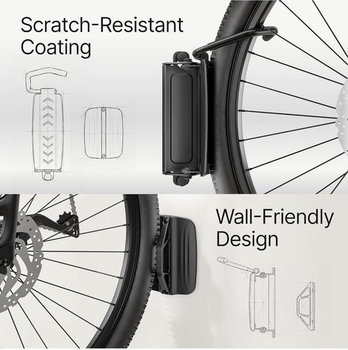 Bike Hooks for Garage, Heavy Duty Swivel Bike Wall Mount, Holds 77 Lbs Bike Wall - Picture 7 of 9