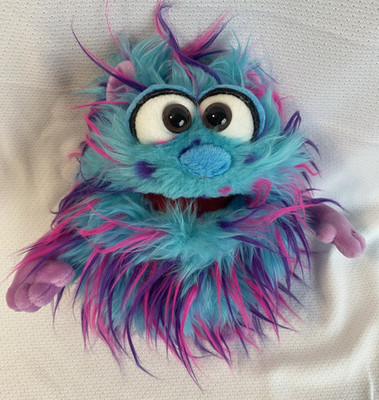 Living Puppets Beep Blue Monster Hand Puppet 9  Plush Purple Fuchsia Thailand