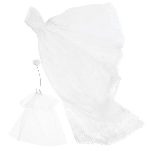 Mini Doll Wedding Dress Baby Veil with Flowers Decoration - Picture 12 of 12