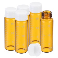 5 Pcs 15ml Amber Glass Vials with White Screw Caps, Sealed Bottles with Scale