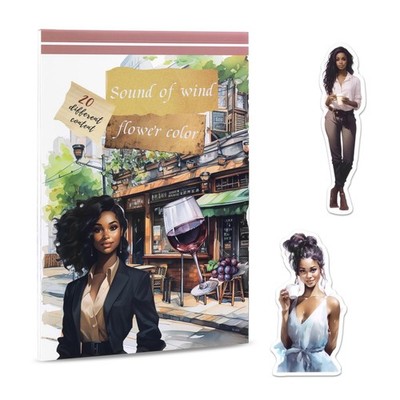 Pre-Cut Journaling Sticker Book, 20 Sheets - 270 PCS Fashion Colored Women Pl...