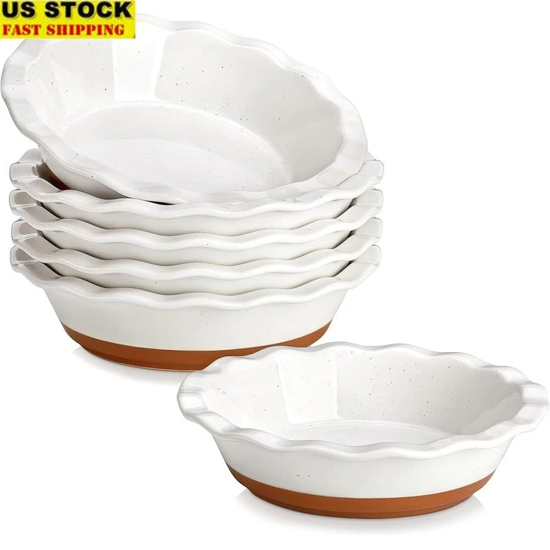 Mini Pie Pan Compact Ceramic Baking Dish Oven Microwave Safe Stackable Nonstick