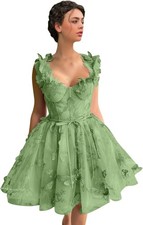 3D Butterflies Tulle Homecoming Dress Prom Dress Sweetheart Cocktail Party Gowns