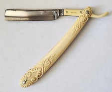 Antique Tidioute Straight Razor With Ornate Fancy Handle