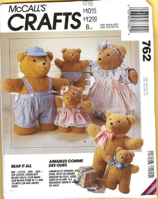 Pattern McCall's Crafts Sewing Bear Doll & Clothes Vintage c1992 NEW OOP