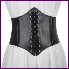New Corset Punk Black Wide Belt Pu Leather Slimming Body Belts for Women Elastic