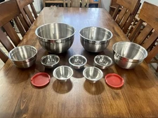 9 Kirkland & Wolfgang Puck Stainless Steel Mixing Bowls 8QT 5QT 3QT 1.5Q 10oz
