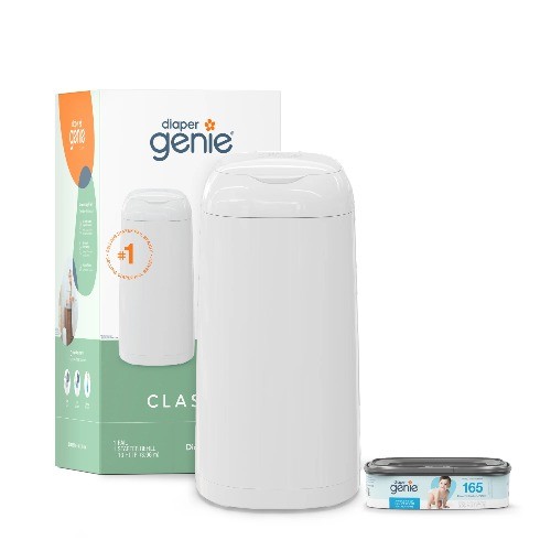 Genie Classic Pail,white,1 Diaper Pail,1 Square Refill - 165