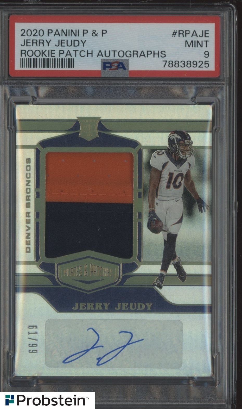 Jerry Jeudy Panini Plates & Patches Rookie Patch Autographs #RPAJE Base