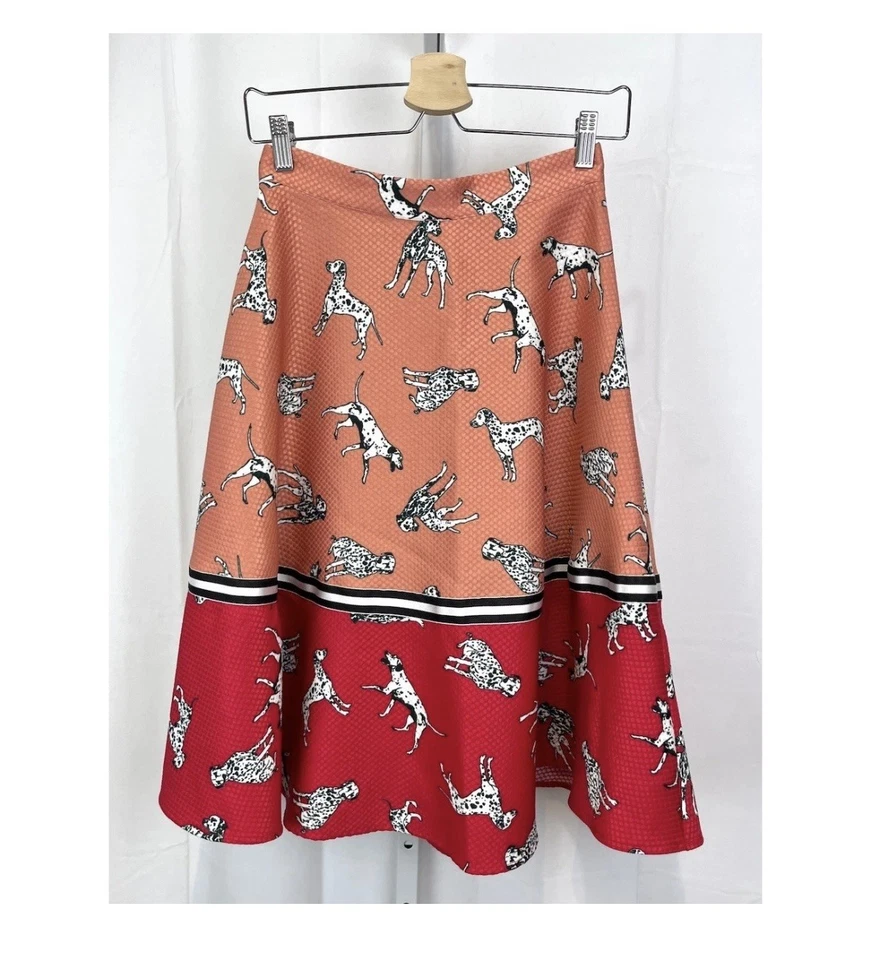 Saia Midi Anthropologie Hutch Dalmácia Rosa/Vermelho Tamanho 12 Fita Preta/Branca - Imagem 2 de 4