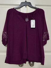NWT Westbound size L plum purple short sleeve top women's $54