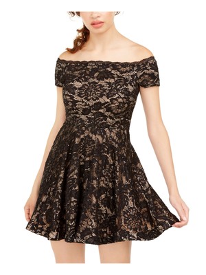 B DARLIN Womens Black Short Party Fit + Flare Dress 56