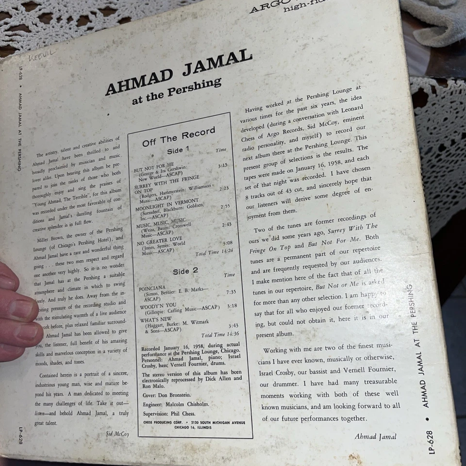 Ahmad Jamal Trio At The Pershing But Not For Me 1958  LP-628 VG+  - Image 2 of 4