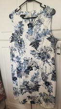 NWT 50 Alyx Sheath Dress White Blue Floral Sleeveless Women Size 18 A3