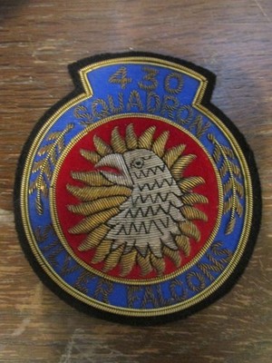 430 Squadron Royal Canadian Air Force patch CF-104 era gold bullion on wool