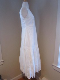Antique 1910s/20s White Cotton Sleeveless Fitted Slip/Dress Whitework Embroidery