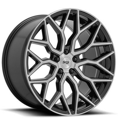 20x9 Niche Wheels M262 Mazzanti Gloss Black Brushed Face Rims 5x114.3 (1pc)