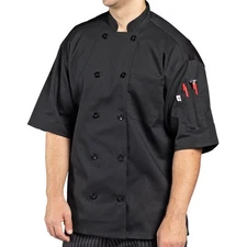 Uncommon Threads Chef Coat Montego Pro Vent Black Short Sleeve Medium
