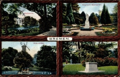 Postcard Hanseatic city of Bremen, Bürgerpark, Meiereigarten, Mühle am Wall - 5050101
