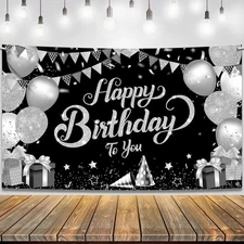 KatchOn, Silver Happy Birthday Banner - Large, 72x44 Inch | Happy Birthday De...