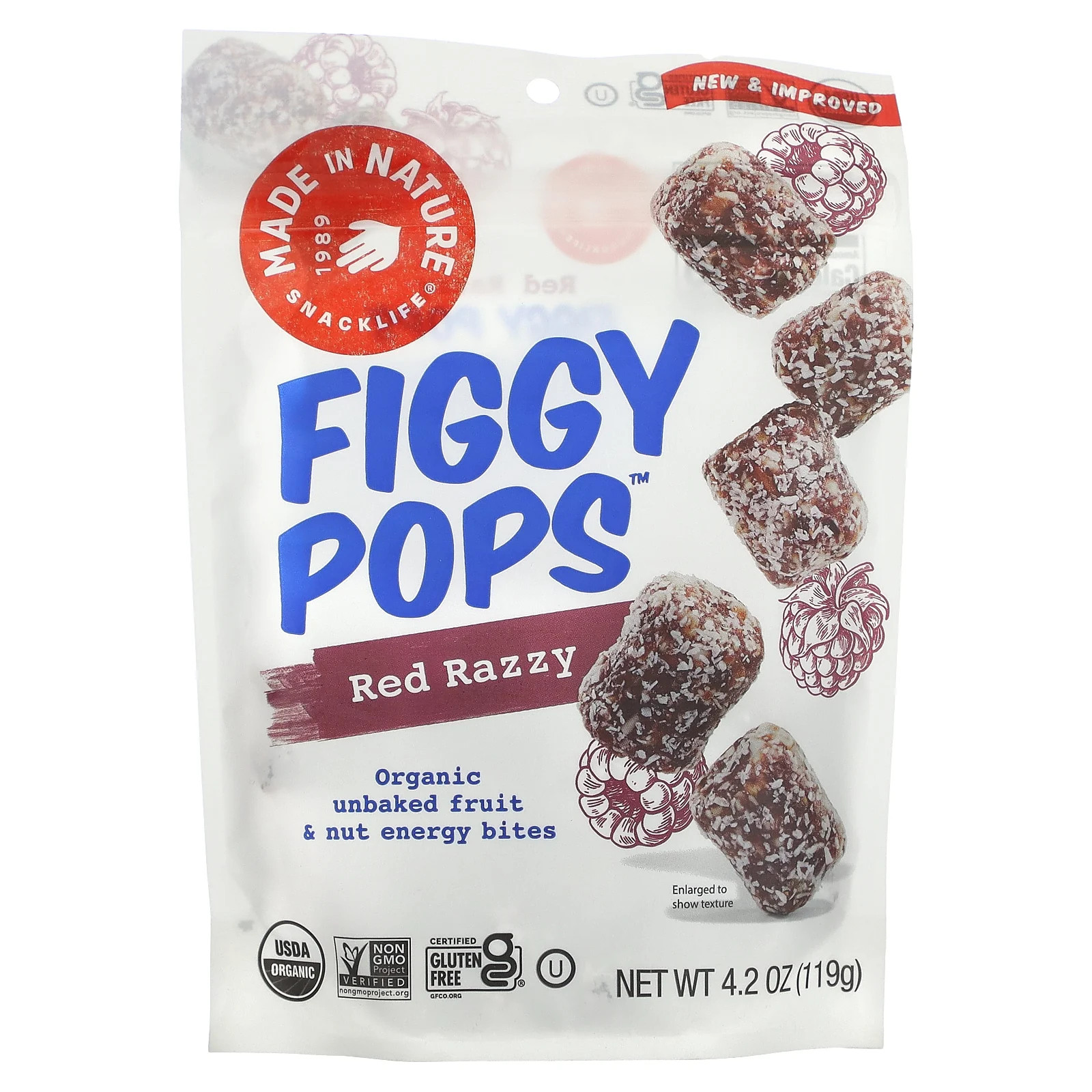 Figgy Pops, Красная малина, 4,2 унции (119 г)