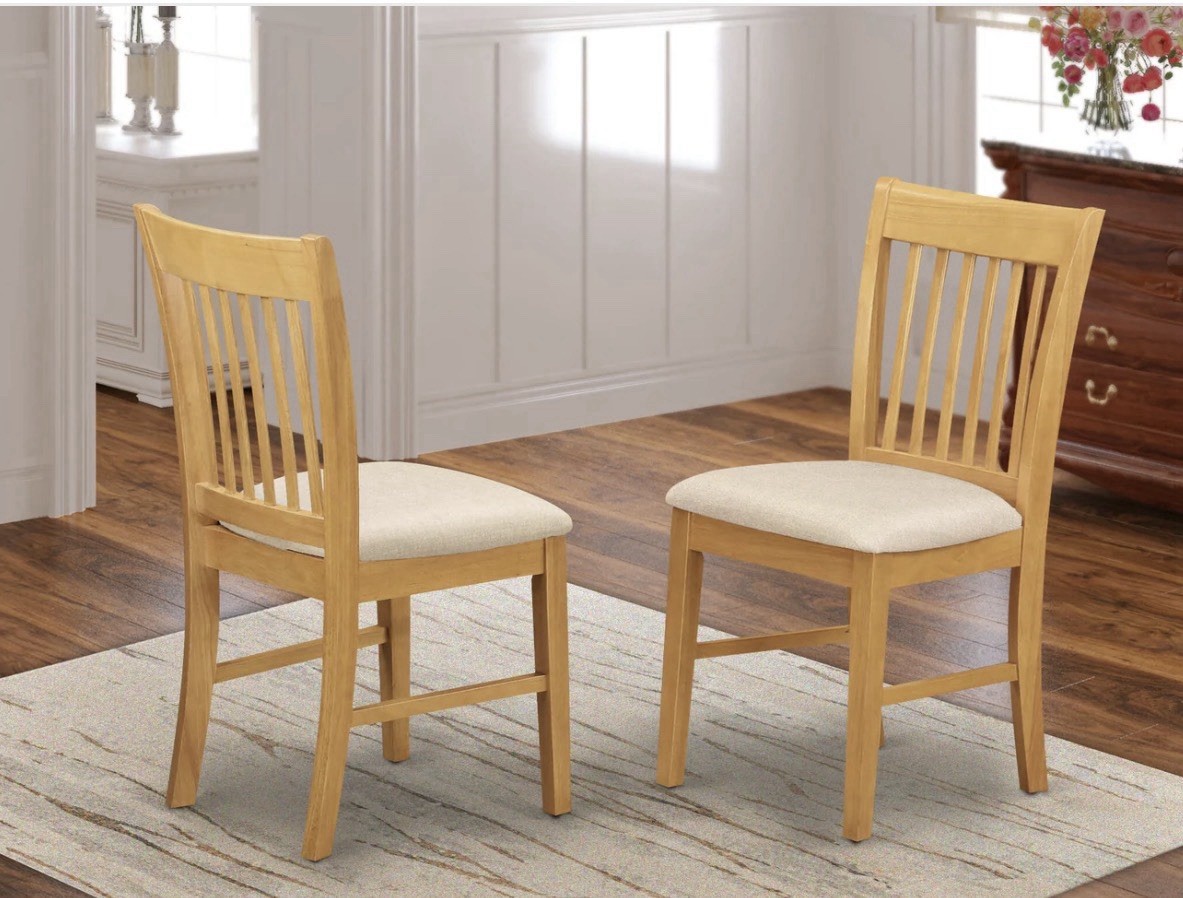 Set Upholstered Oak Kitchen Chairs