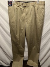 Roundtree Yorke Travel Smart Pant Classic Fit 40X36 Khaki Pleated Comfort BB