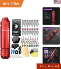 Kit for Beginners, Rotary Tattoo Pen Kit with 20 Color Inks, 20 Cartridge Nee...