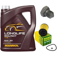 MotoröL Filter Set Mannol 5W30 5 Liter + Schraube FüR Skoda Rapid 1.6 TDI 115 PS