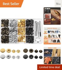 15mm Leather Snap Fasteners Kit, 72 Set Metal Button Snaps Press Studs with 4...