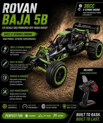 Rovan Baja 5B 1/5 RC Auto 36cc Benzin Monster Energy Edition RTR 