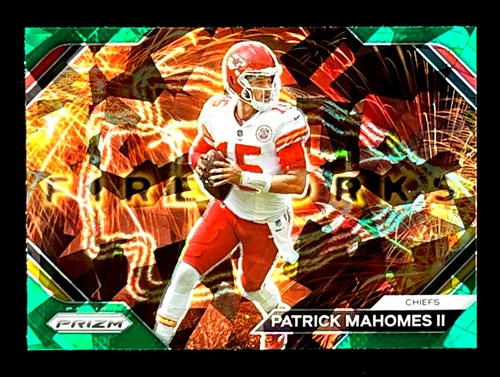 Patrick Mahomes II 2023 Panini Prizm FIREWORKS Green Cracked Ice Chiefs #F-2