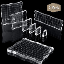 7 Pieces Acrylic Stamp Blocks Set Clear Stamping Blocks Tools for Kids with Grid