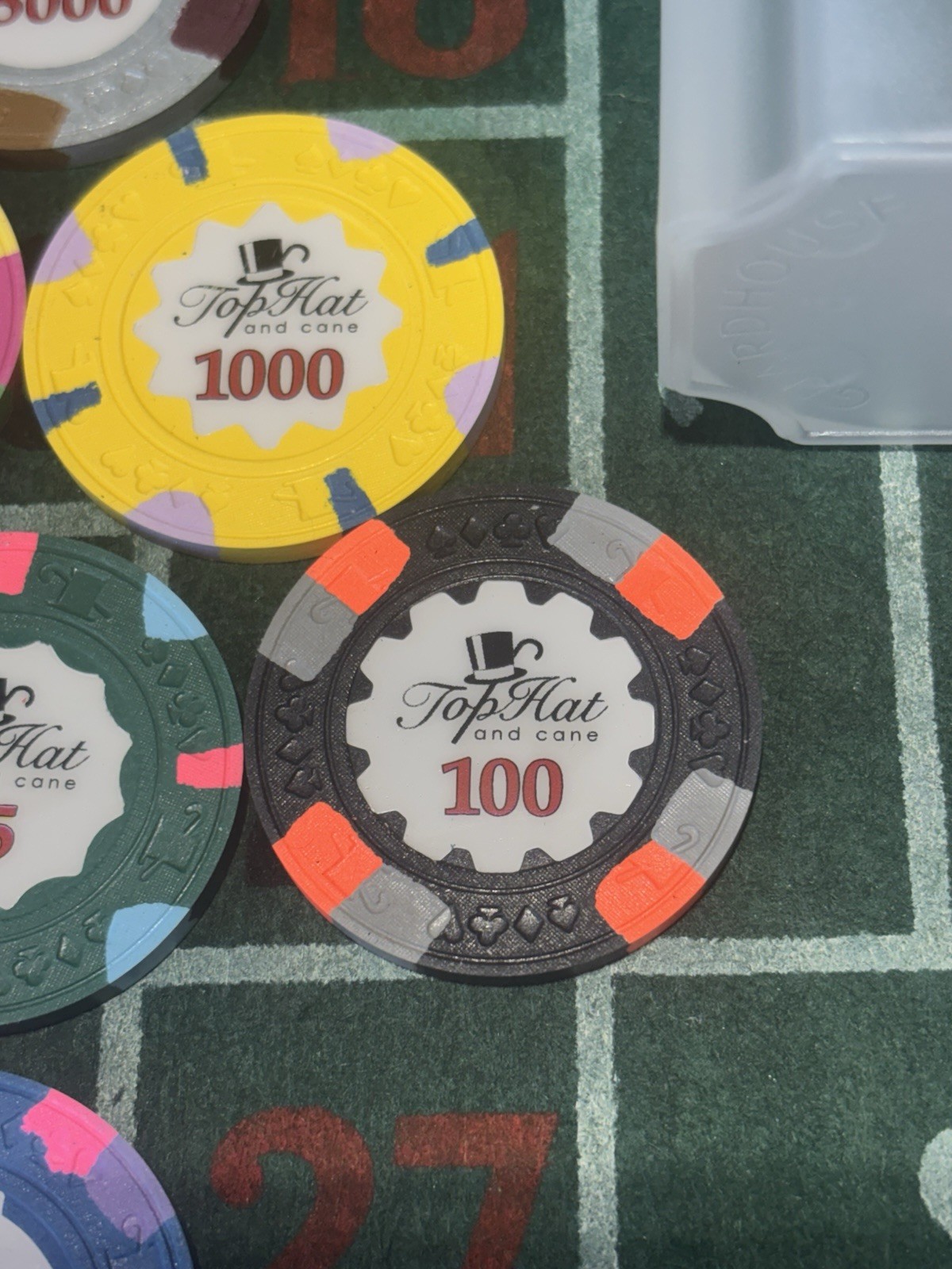 Rare SAMPLE SET Paulson World Top Hat And Cane WTHC Poker Chips Clay