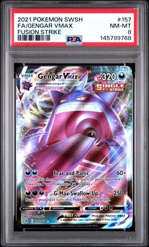 PSA 8 Gengar VMAX #157/264 Swsh08: Fusion Strike Holo Full Art 2021