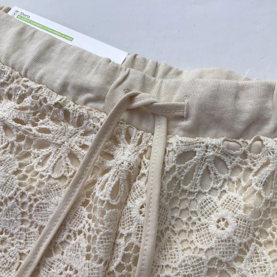 Cream stretch Cotton Crocheted Lace Shorts Hotpants L - 16 - 18 New Holiday Sun - Image 2 of 4
