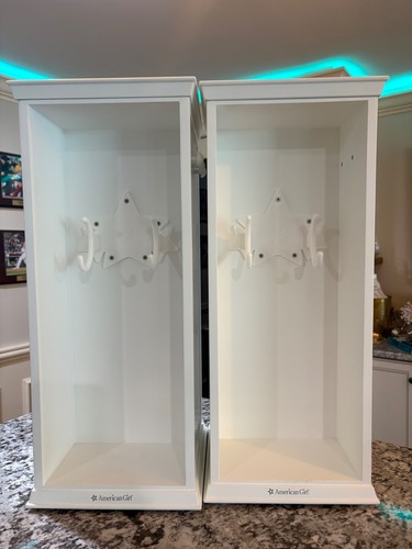 Two American Girl White Storage Tower Cabinet Armoire For 18” Doll- RETIRED