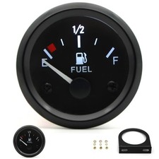 2 52mm Fuel Level Gauge 12v White Led Car Fuel Meter Black Rim Gas Vehicle