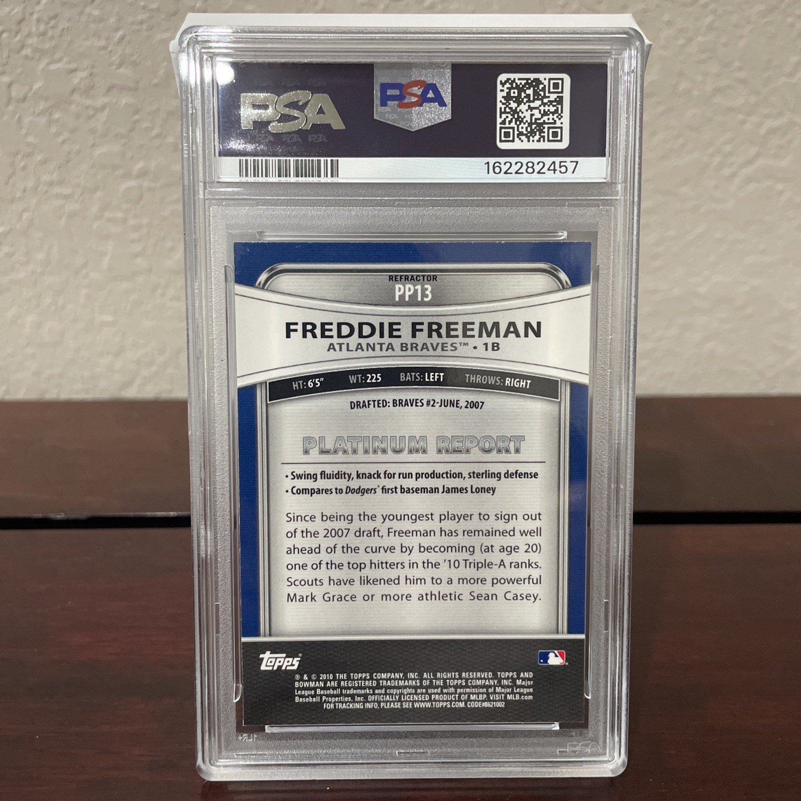 2010 Bowman Platinum Prospects Freddie Freeman Purple Ref Auto PSA 9 Auto 10 view 8