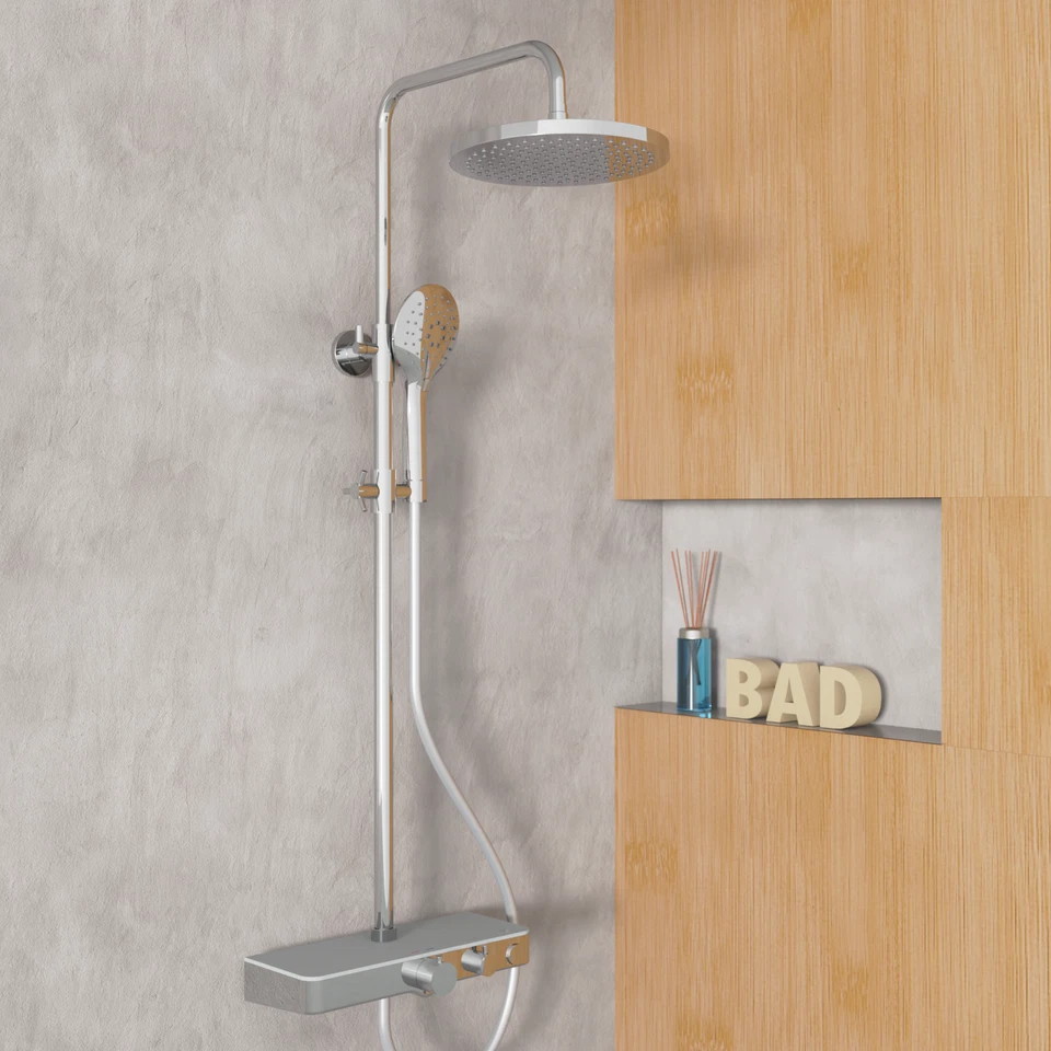 Überkopfbrauseset | Duschset mit Thermostat | Regendusche | Duschsystem | Rund