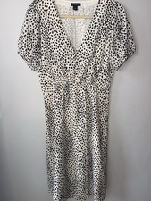 Women's Leopard Print Maxi Dress Short Sleeve, V-Neck, Size M
