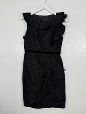 Marc Jacobs Black Sleeveless Dress Size 4 Small Dotted Velvet Waist Ruffle Dress