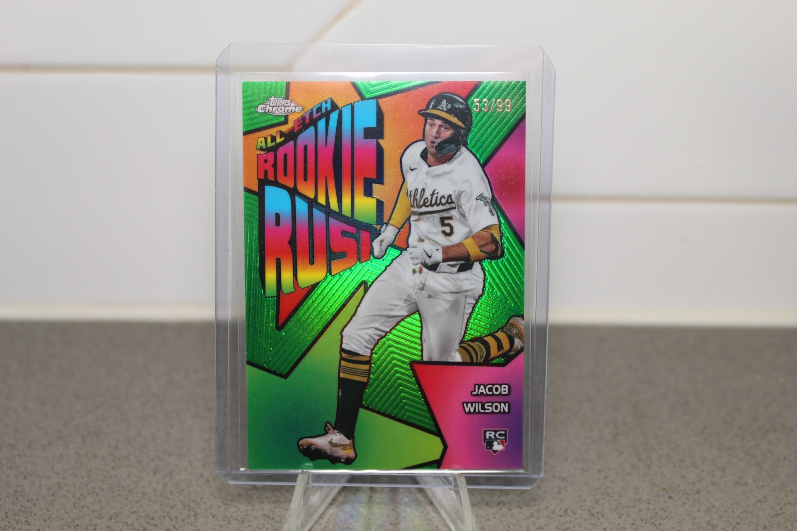 2025 Topps Chrome Jacob Wilson All Etch Rookie Rush Green /99 Oakland Athletics