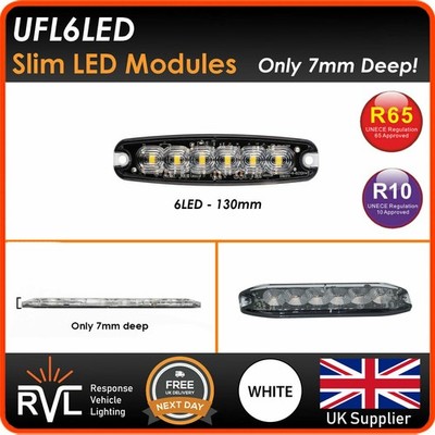 SLIM LOW PROFILE FLUSH FIT WHITE LED STROBE EMERGENCY WARNING LAMP LIGHT 12V/24V
